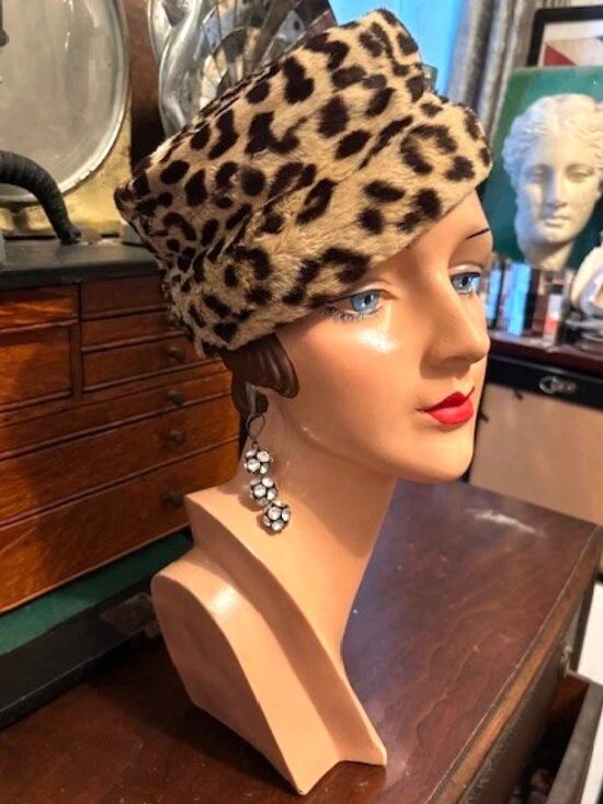 Hat Vintage- Flapper Leopard Cheetah Spotted Animal Print Real Fur Hand Muff main image 11